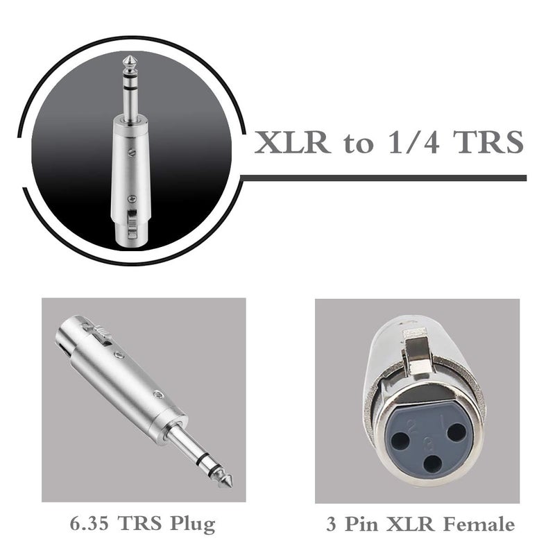 JOMLEY XLR Female to 1/4" TRS Adapter, Balanced XLR Female to 1/4 Inch TRS Stereo Jack Plug Cable Adapter - 2 Pack - Image 2